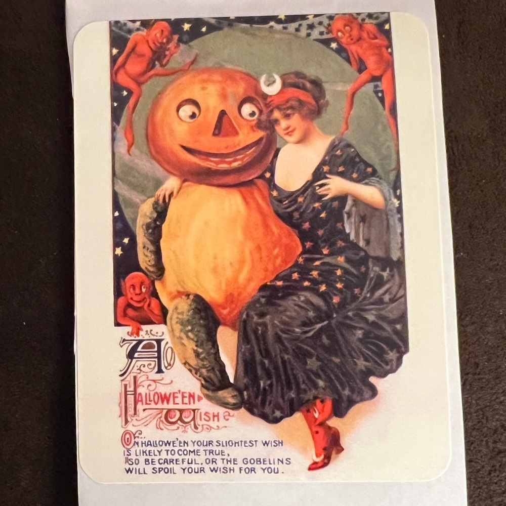 6/$12 🎃 Vintage Halloween Postcard Sticker - Picture 1 of 1